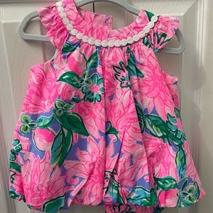Lilly Pulitzer NWT 3-6 mos. Bubble dress w bloomer in Pink Blossom.